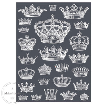 Crowns Tri-Mesh Reusable Stencil 9 x 12 by A Maker's Studio - Vintage Revival Design Co