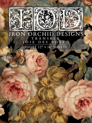 Iron Orchid Designs IOD TRANSFER 12x16 PAD - JOIE DE ROSES - Vintage Revival Design Co